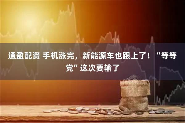 通盈配资 手机涨完,新能源车也跟上了!“等等党”这次要输了